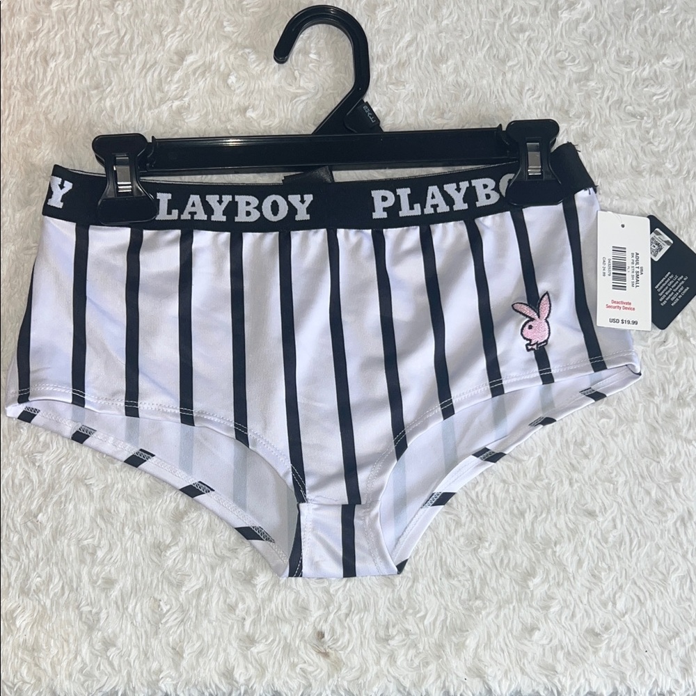 PLAYBOY Black and White Striped Shorts NWT
